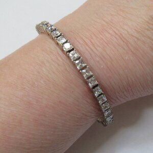 Sterling Silver Cuff Tennis Bracelet flexible CZ Bangle Silpada B2094